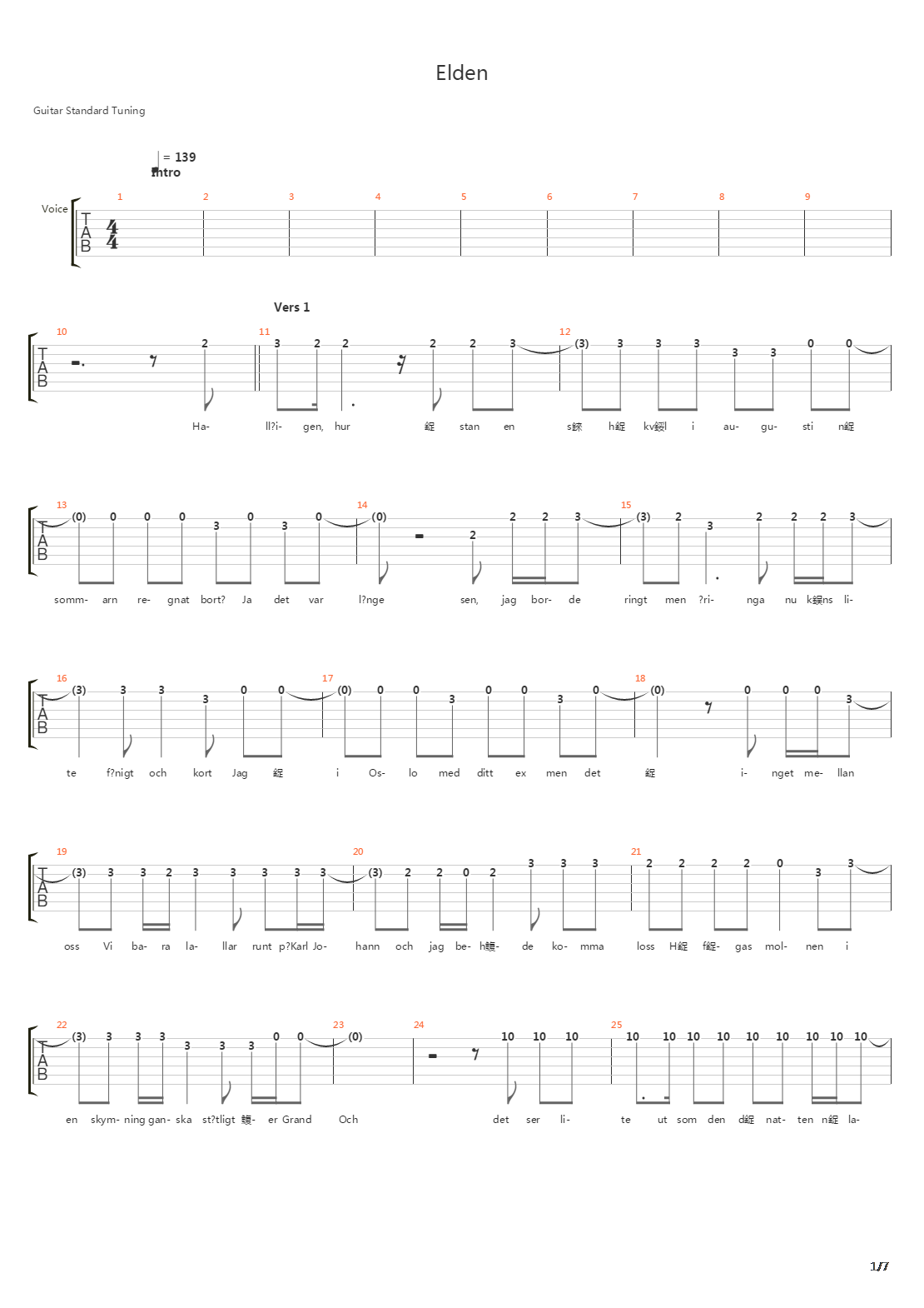 Elden吉他谱