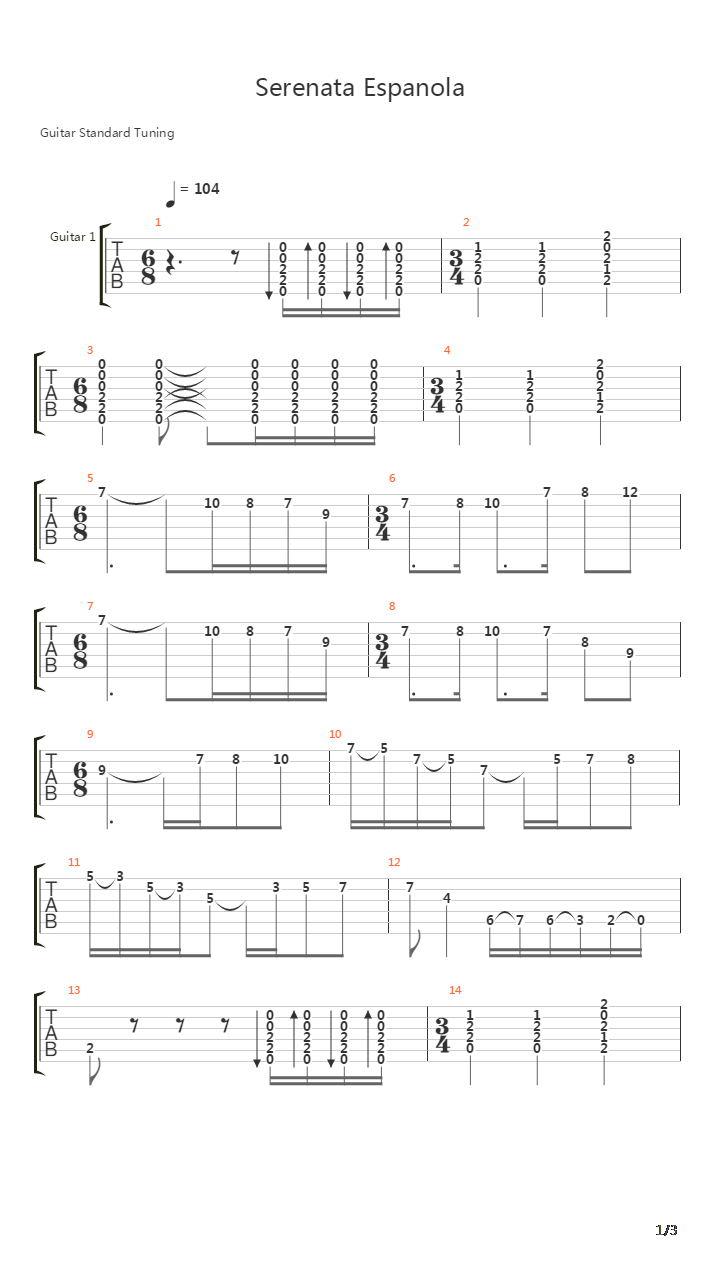 Serenata Espanola吉他谱