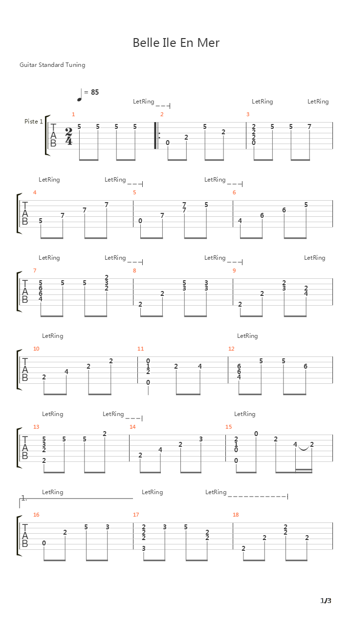 Belle Ile En Mer吉他谱