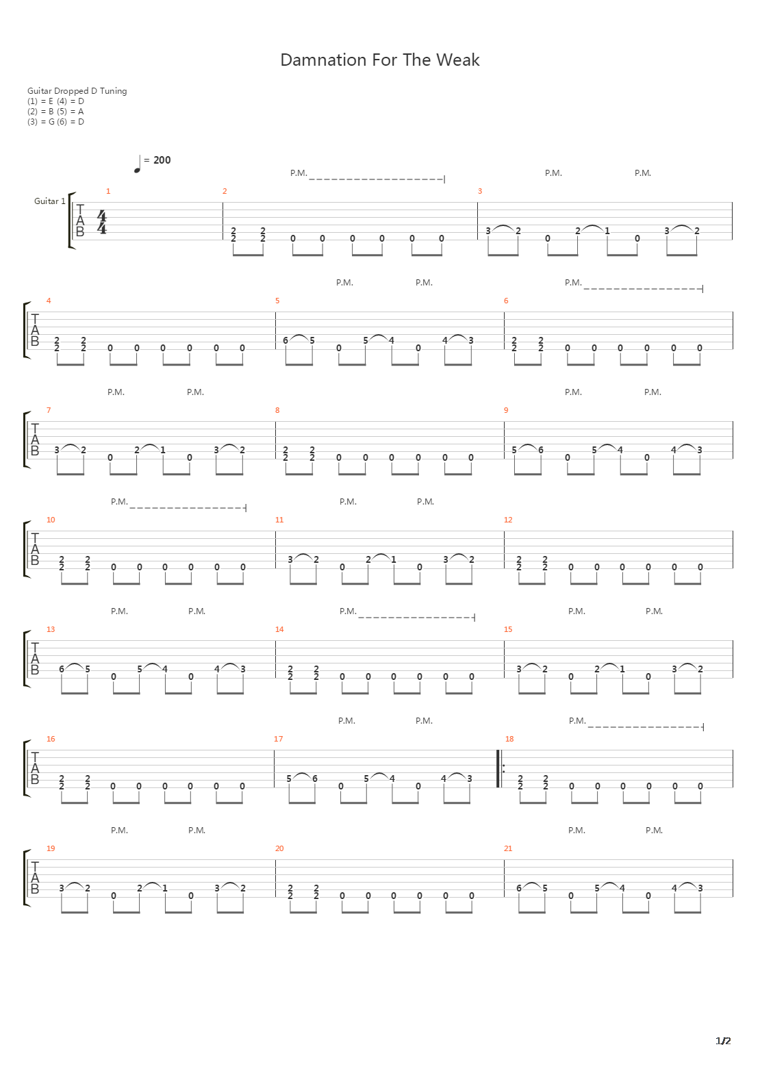 Damnation For The Weak吉他谱