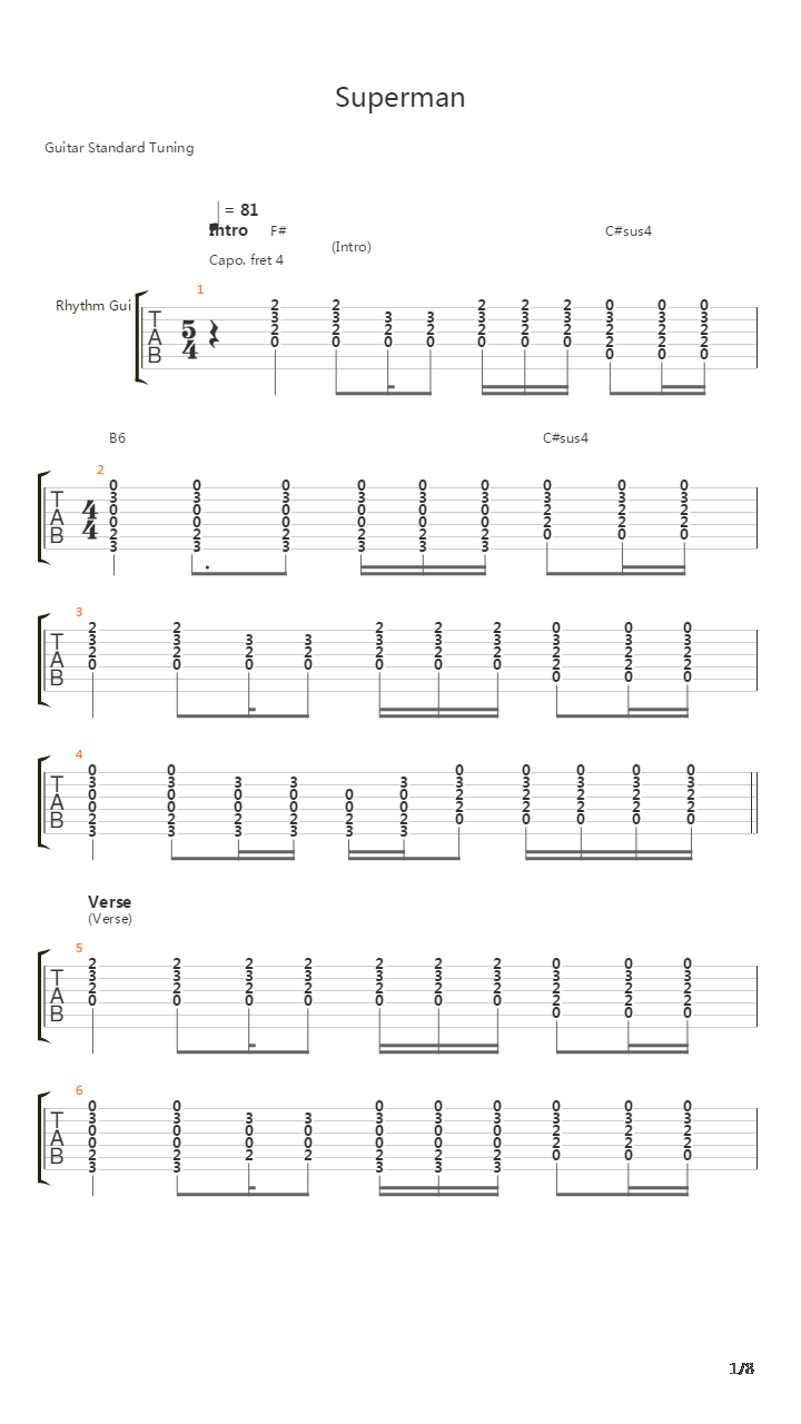 Superman吉他谱