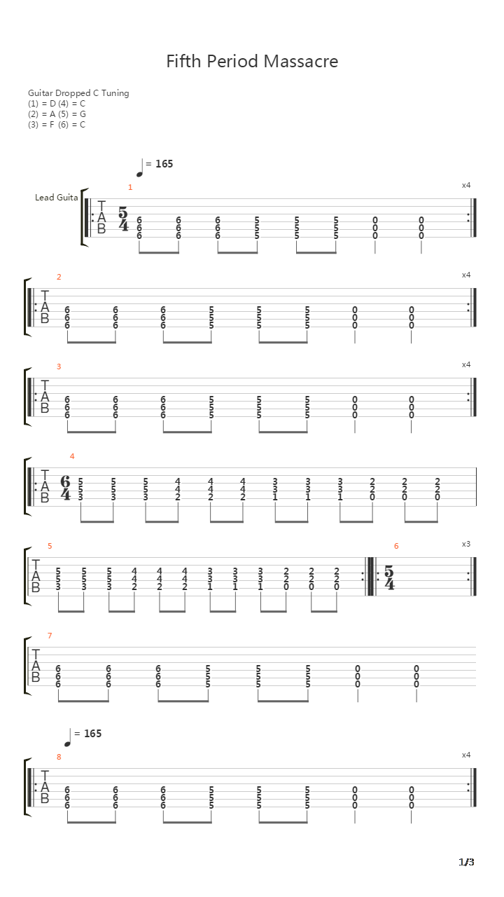 Fifth Period Massacre吉他谱