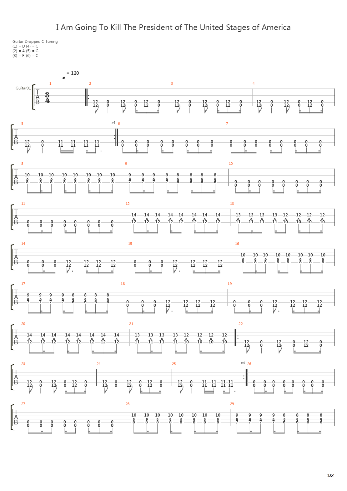 I Am Going To Kill The President Of The United States Of America吉他谱