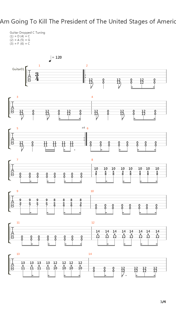 I Am Going To Kill The President Of The United States Of America吉他谱