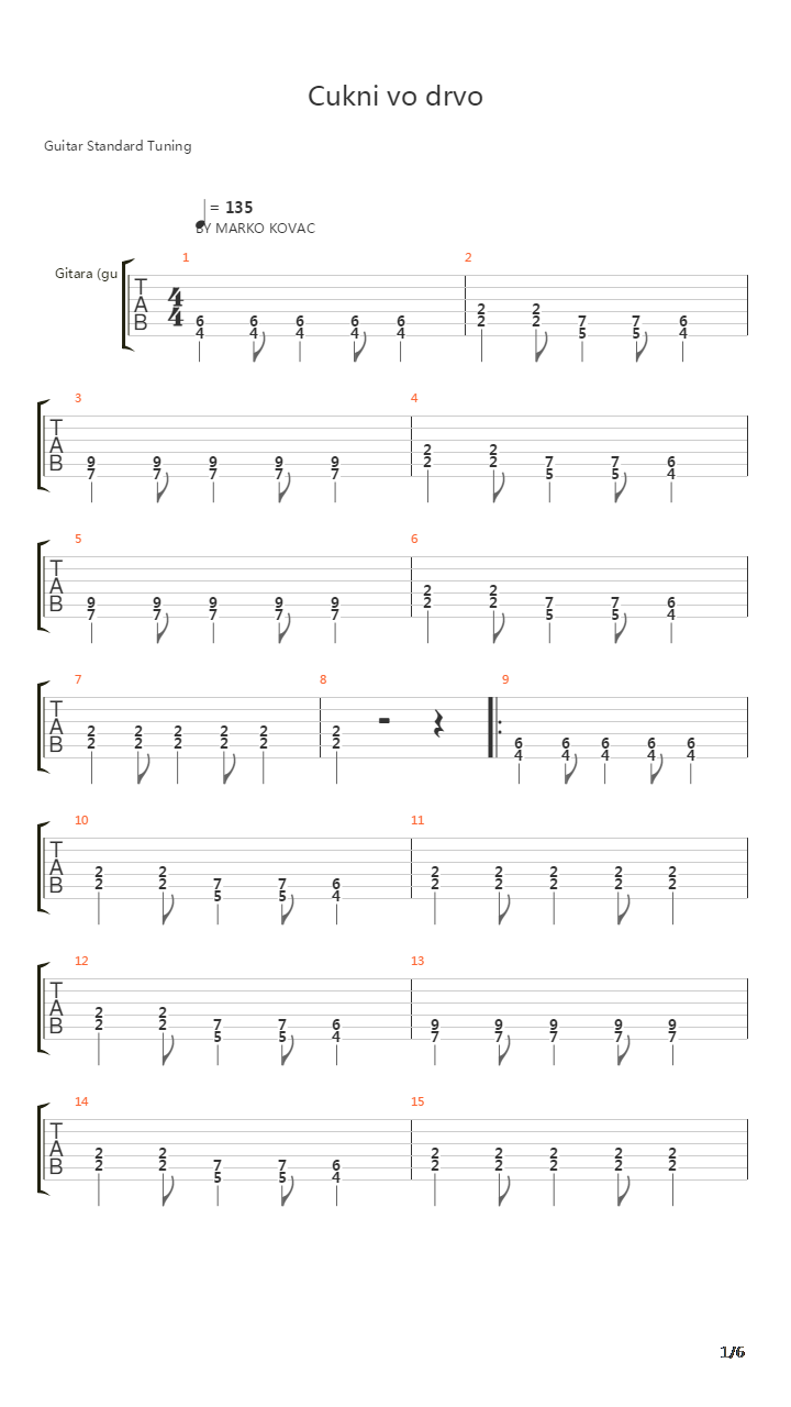 Cukni Vo Drvo吉他谱