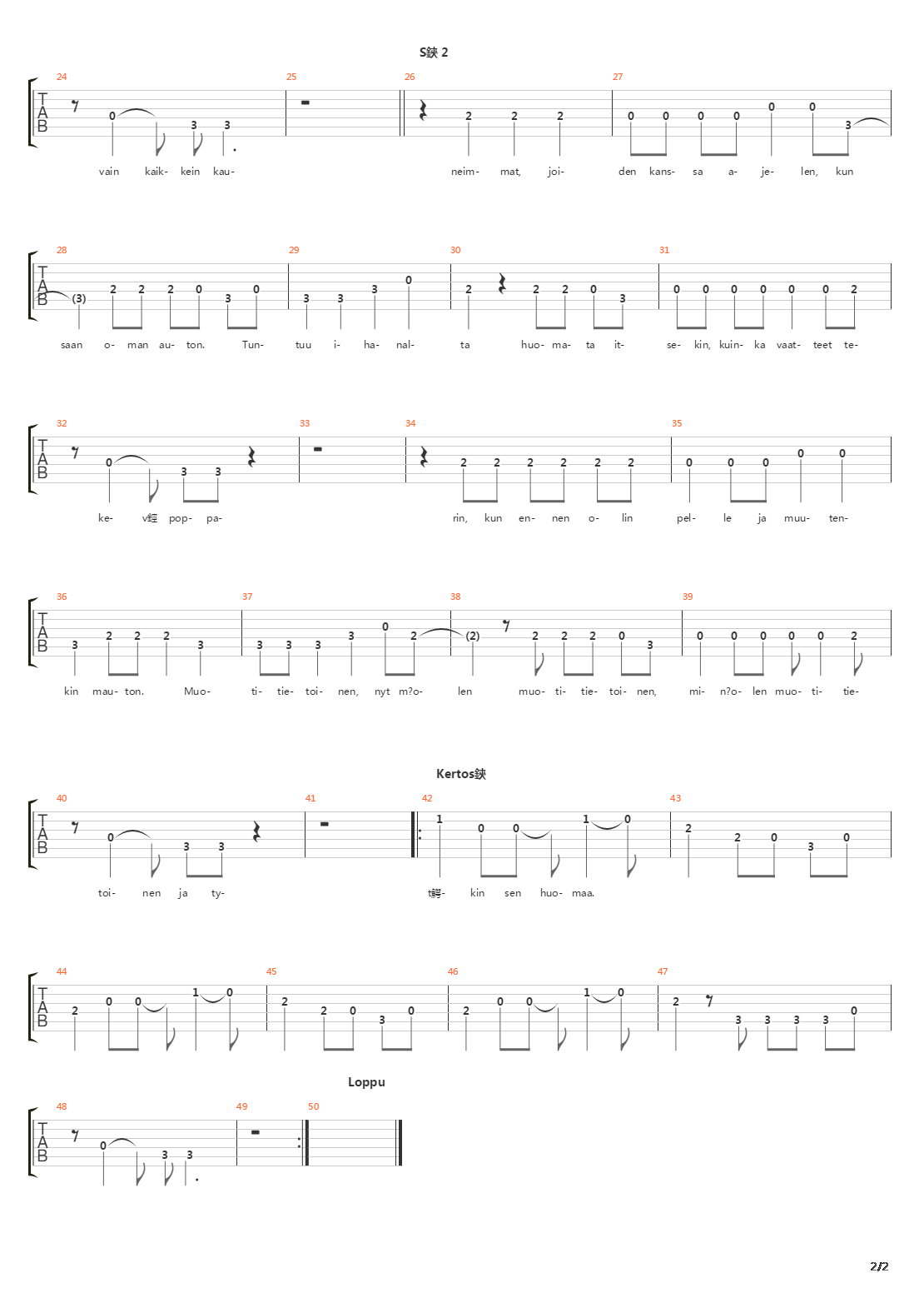 Muotitietoinen吉他谱