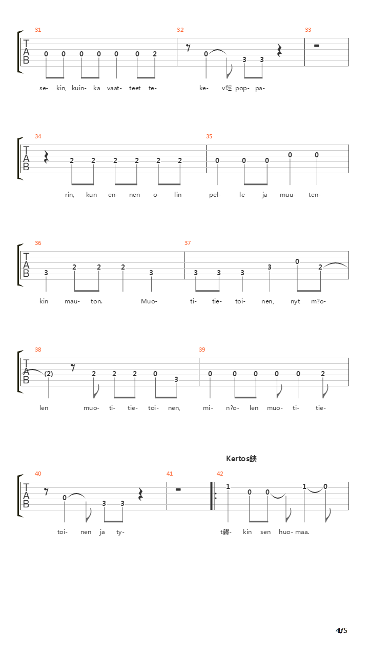 Muotitietoinen吉他谱