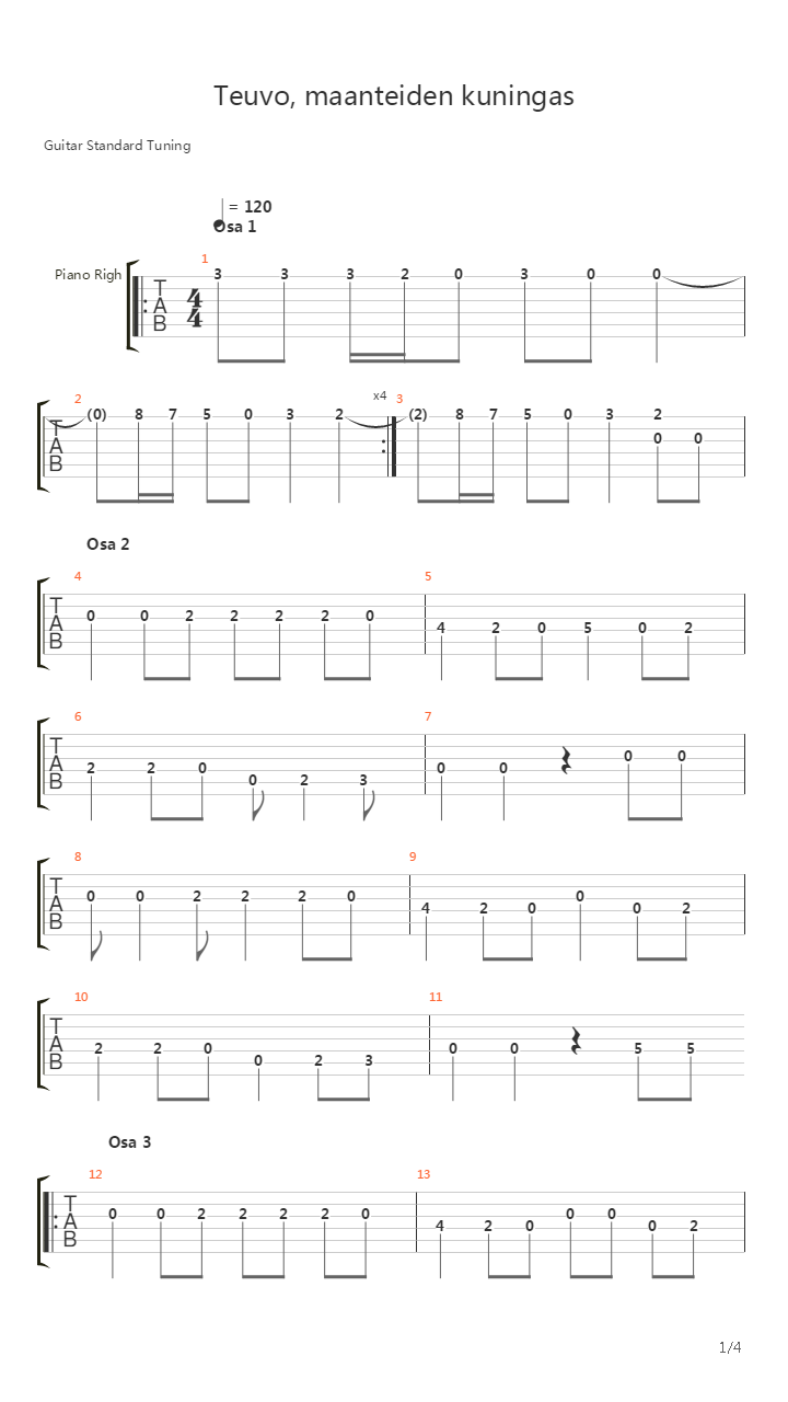 Teuvo Maanteiden Kuningas吉他谱
