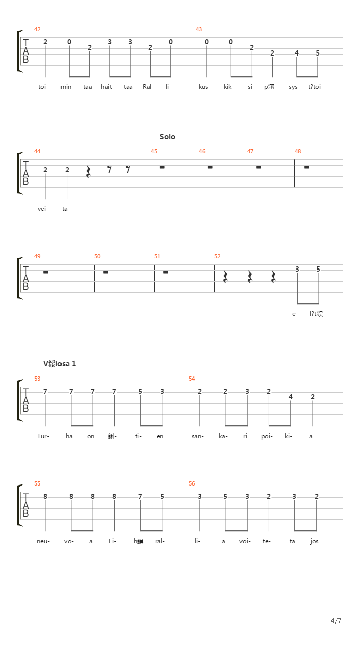 Teuvo Maanteiden Kuningas吉他谱