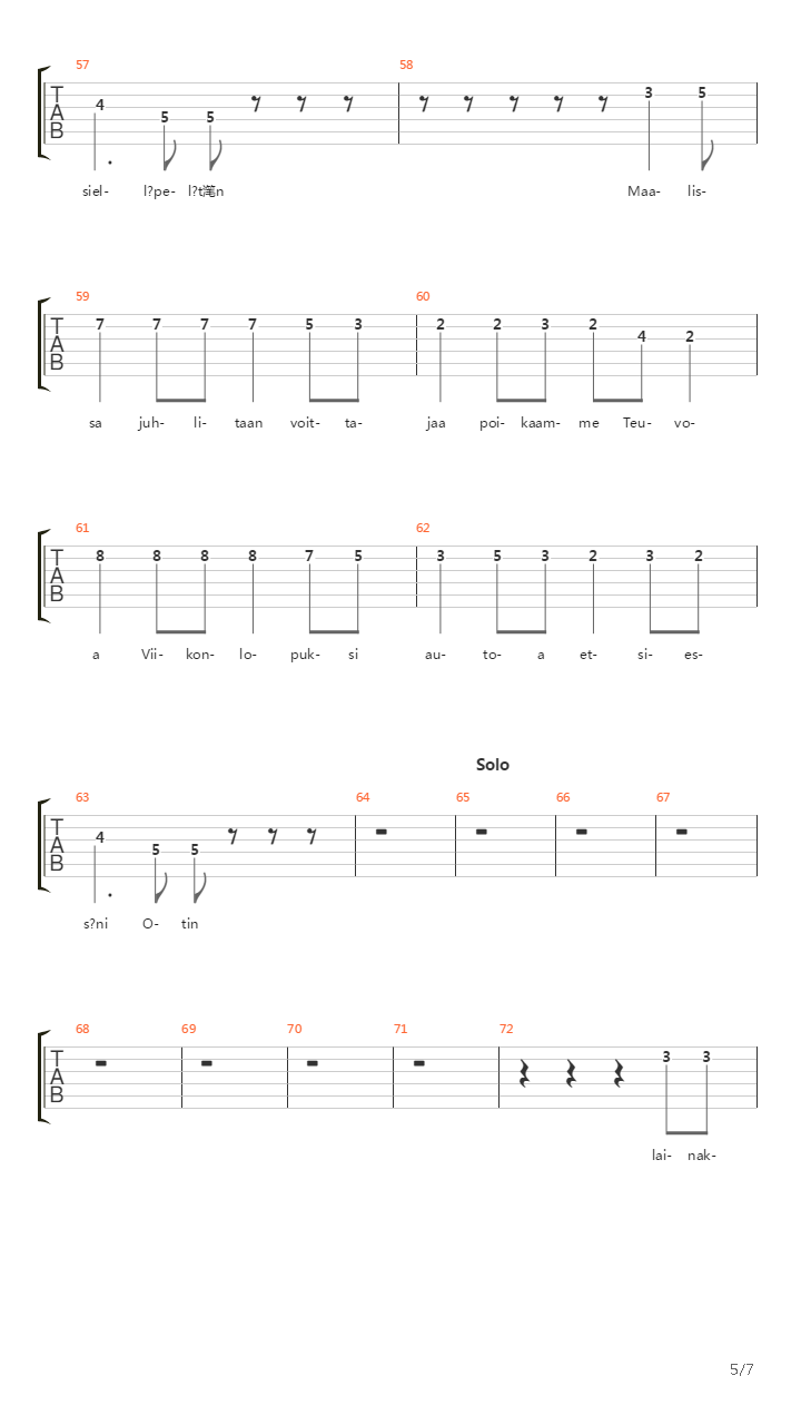 Teuvo Maanteiden Kuningas吉他谱