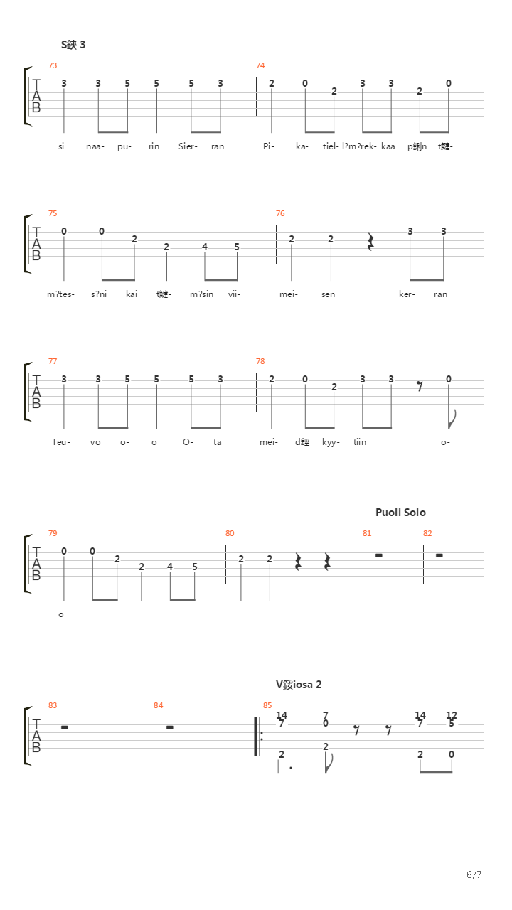 Teuvo Maanteiden Kuningas吉他谱