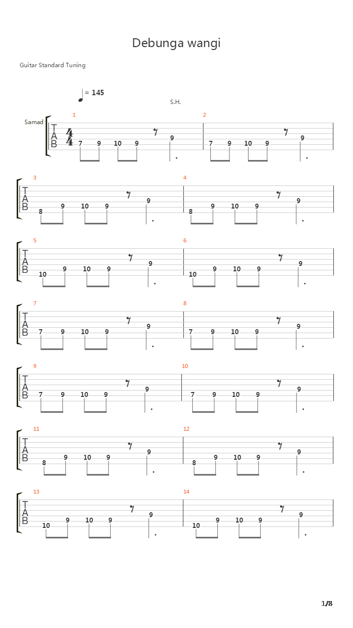 Debunga Wangi吉他谱