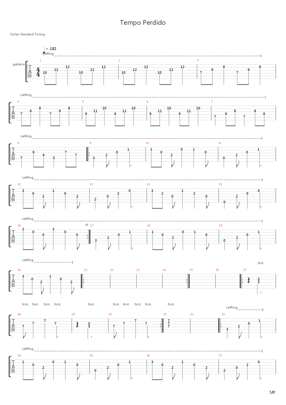 Tempo Perdido吉他谱