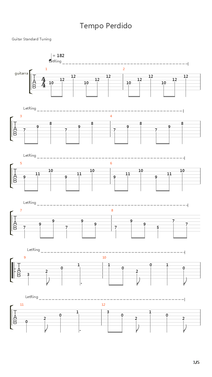 Tempo Perdido吉他谱