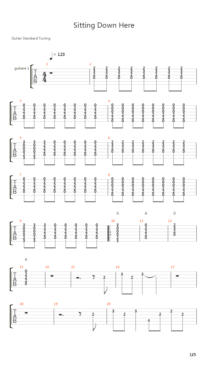 Sitting Down Here吉他谱