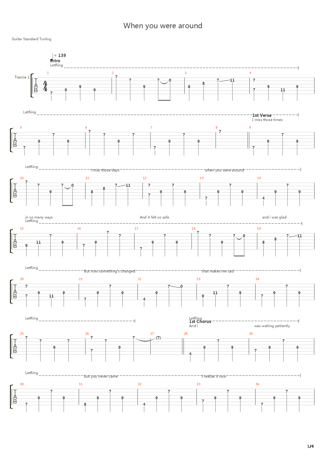 When You Were Around吉他谱