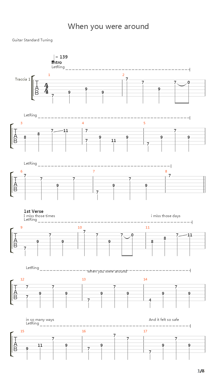 When You Were Around吉他谱