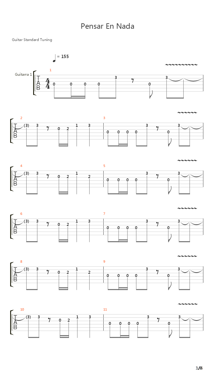 Pensar En Nada吉他谱