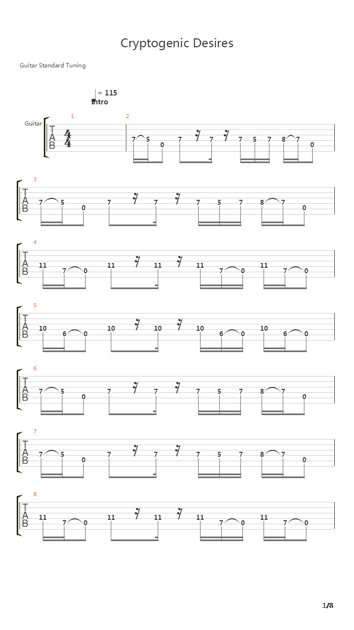 Cryptogenic Desires吉他谱