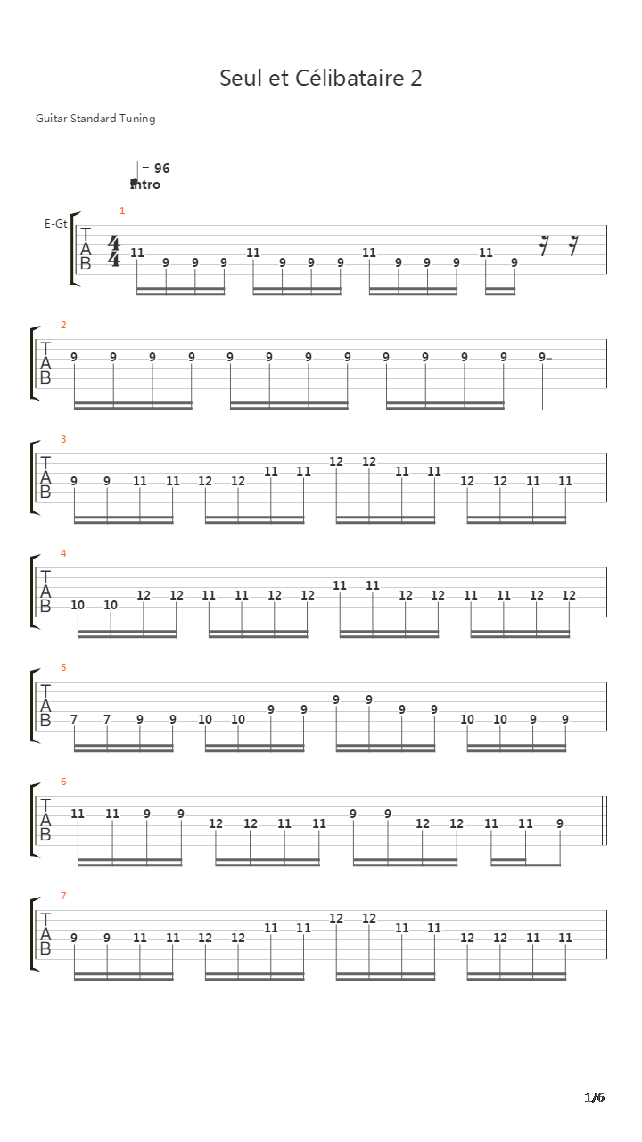 Seul Et Celibataire 2吉他谱