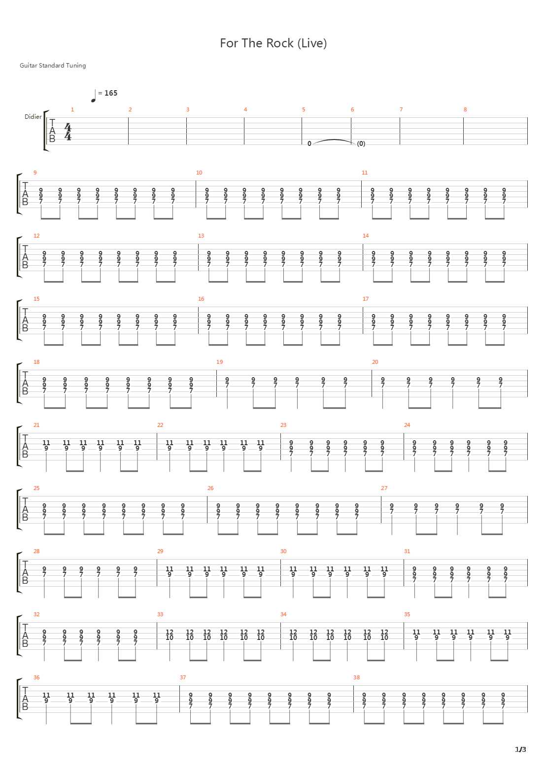 For The Rock Live吉他谱
