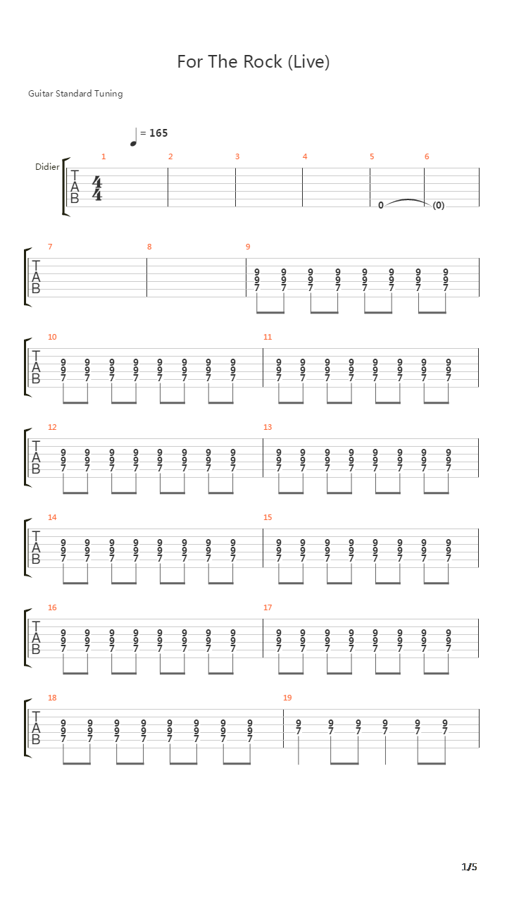 For The Rock Live吉他谱