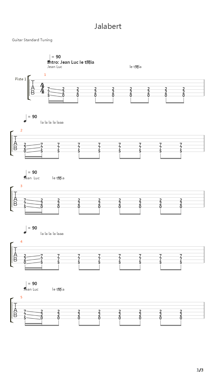 Jalabert吉他谱
