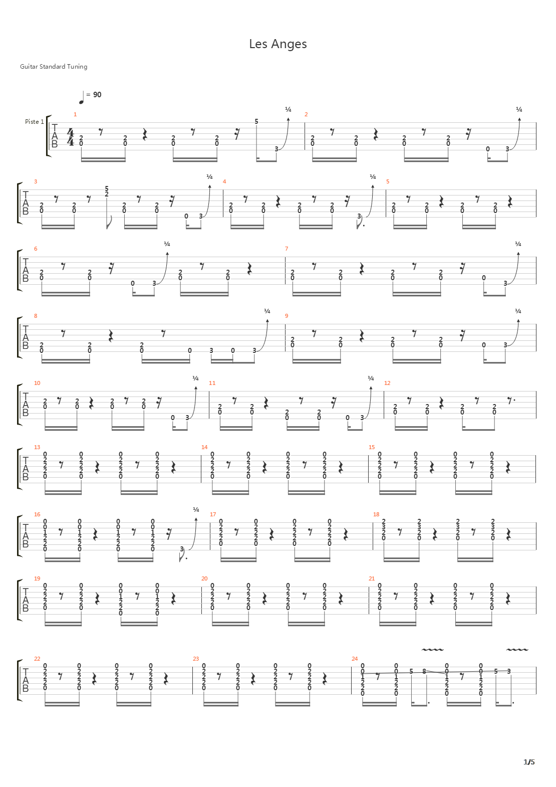 Les Anges吉他谱