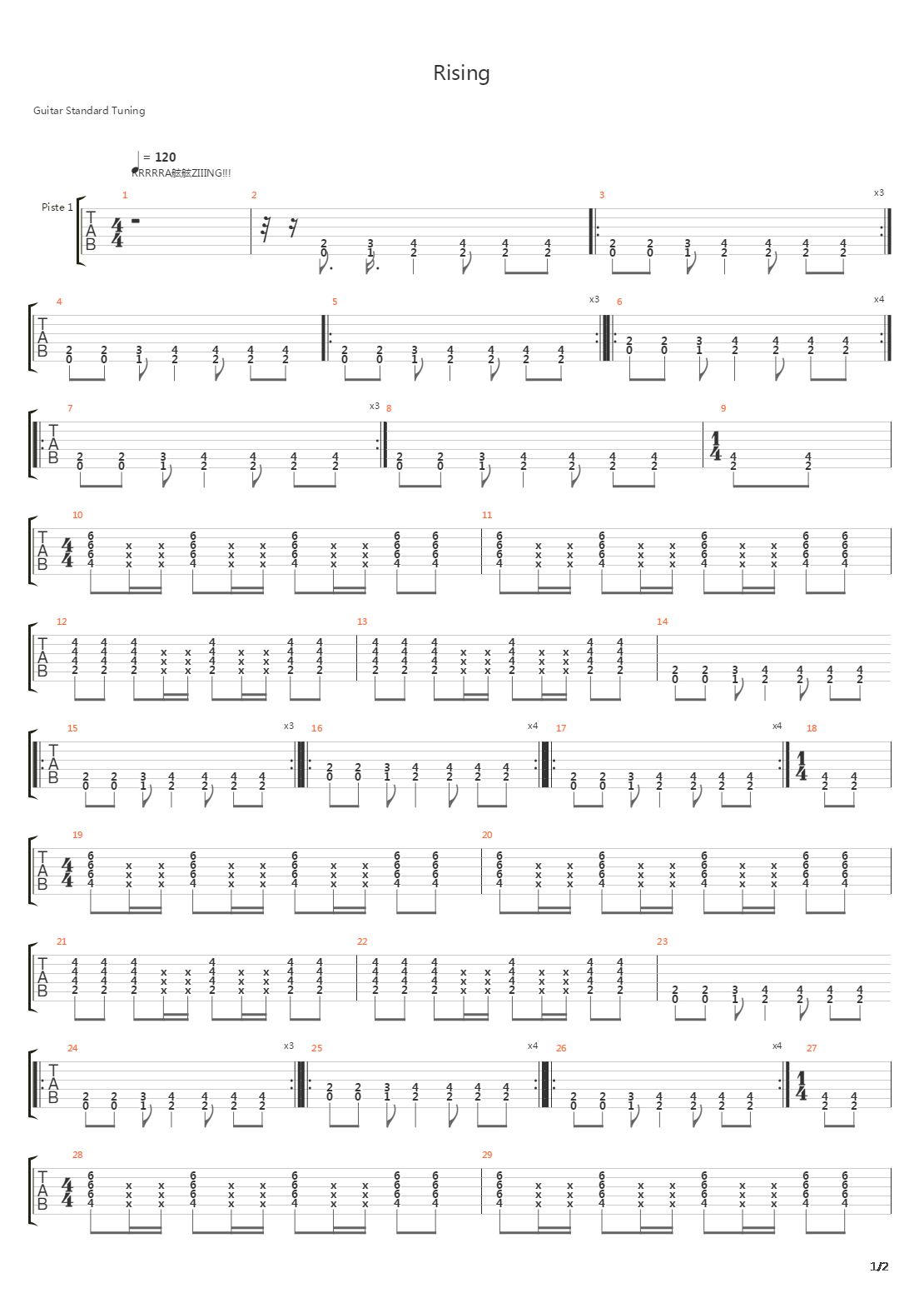 Rising吉他谱