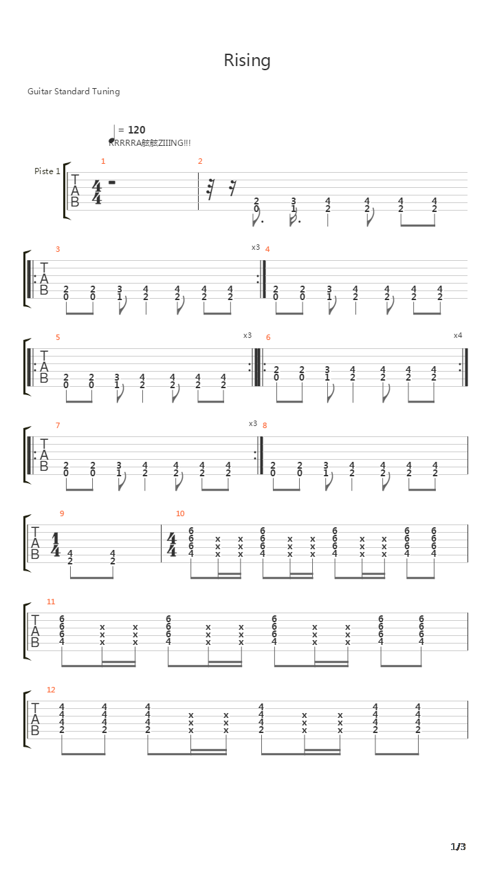 Rising吉他谱