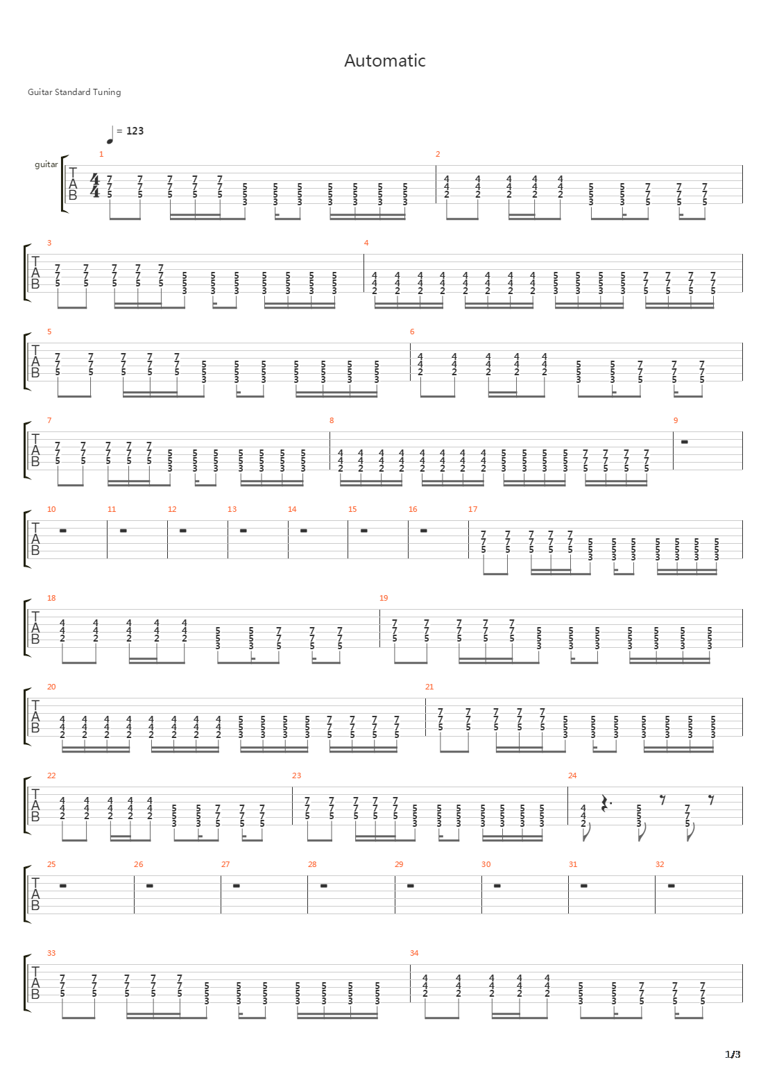 Automatic吉他谱