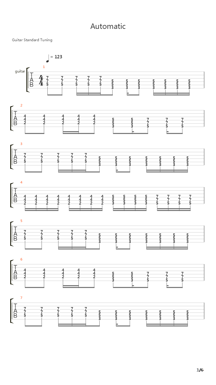 Automatic吉他谱