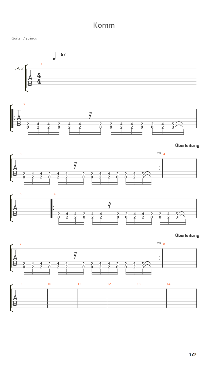 Komm吉他谱