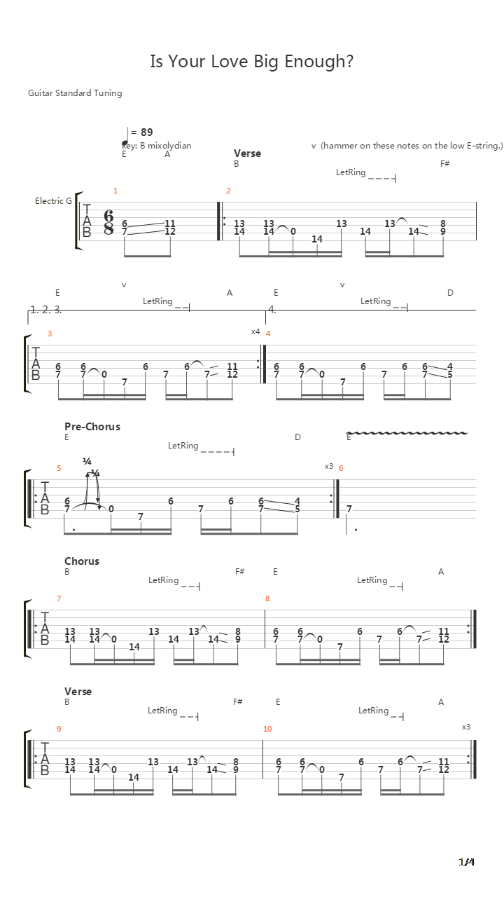 Is Your Love Big Enough吉他谱