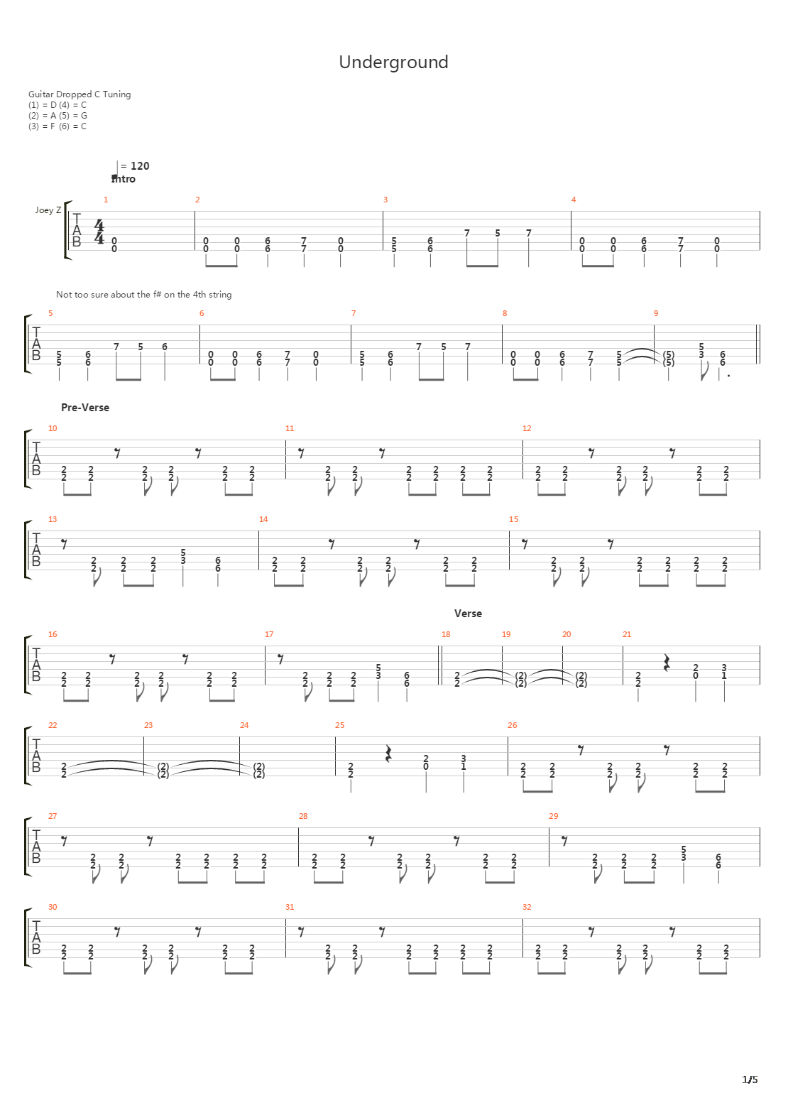 Underground吉他谱
