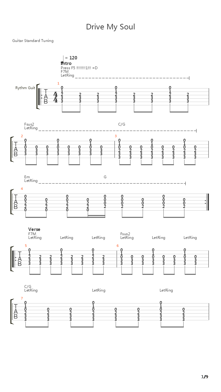 Drive My Soul吉他谱