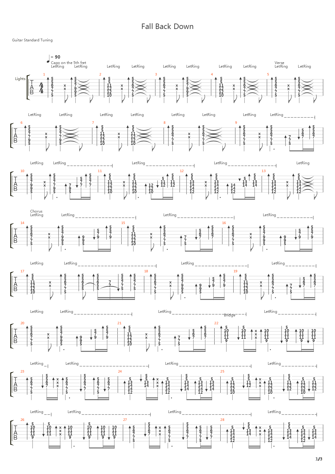 Fall Back Down吉他谱