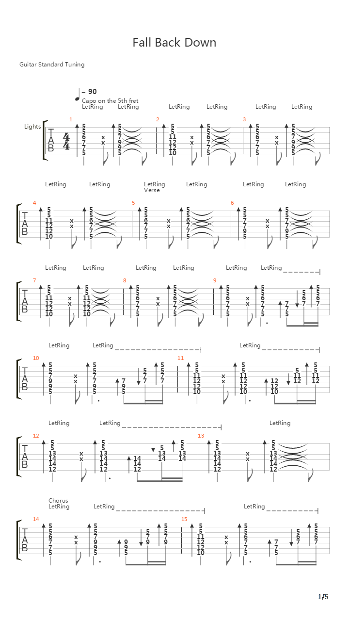 Fall Back Down吉他谱