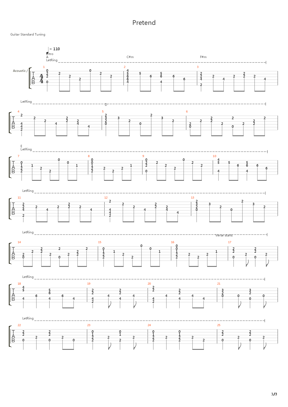 Pretend吉他谱