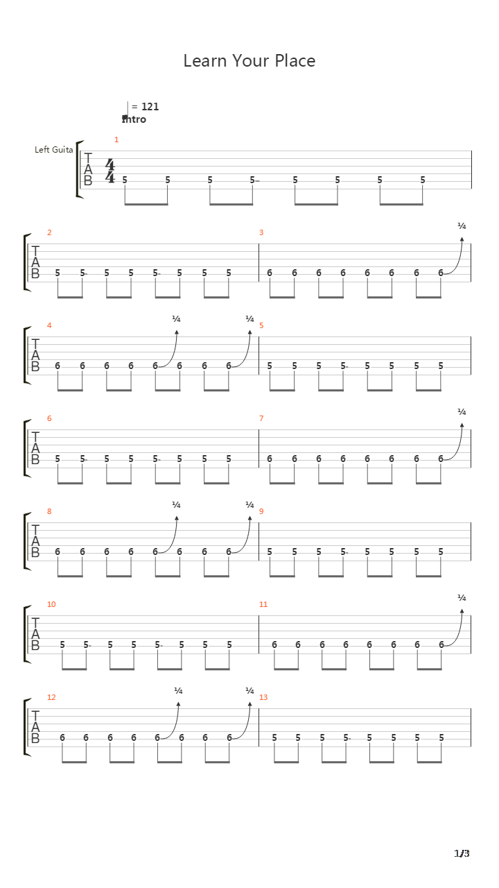 Learn Your Place吉他谱