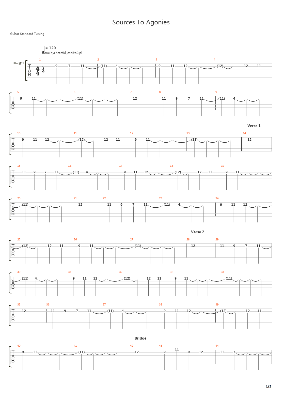 Sources To Agonies吉他谱
