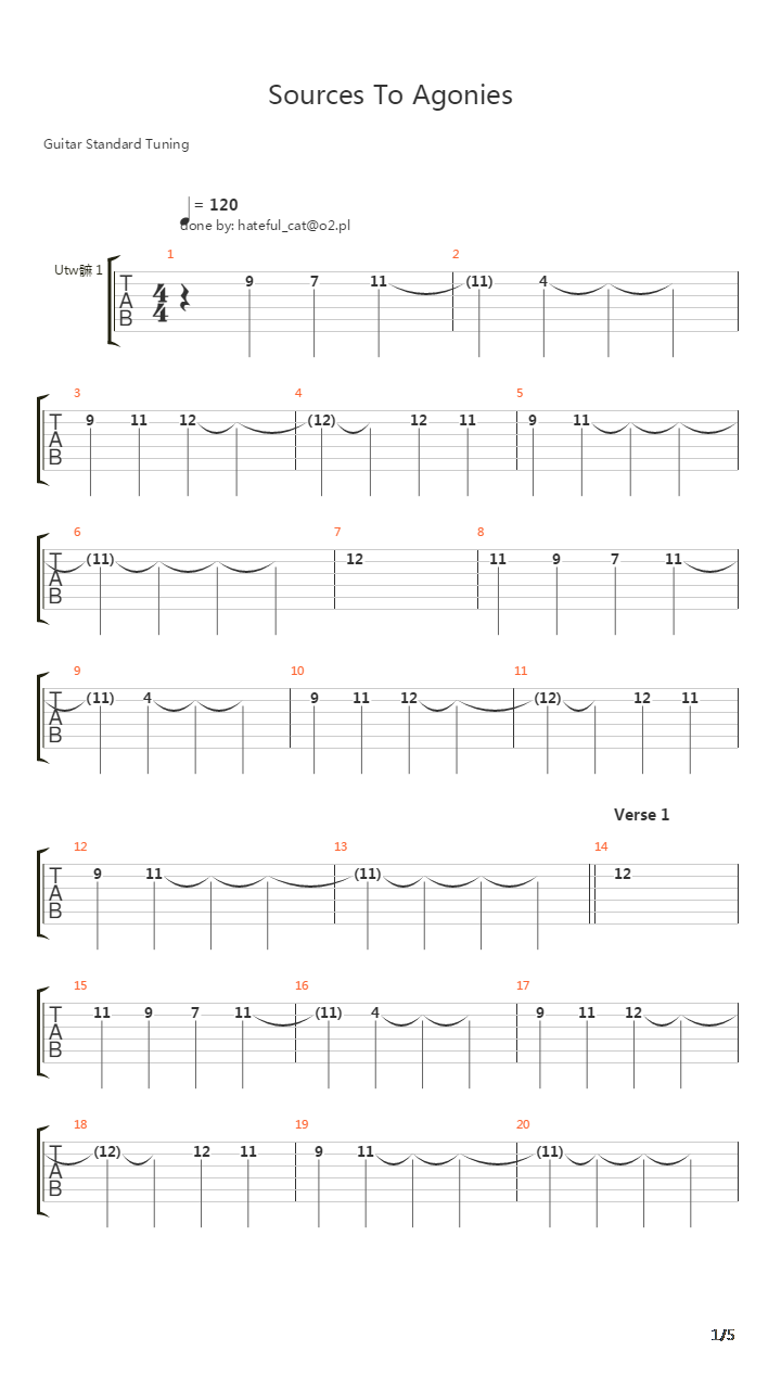Sources To Agonies吉他谱