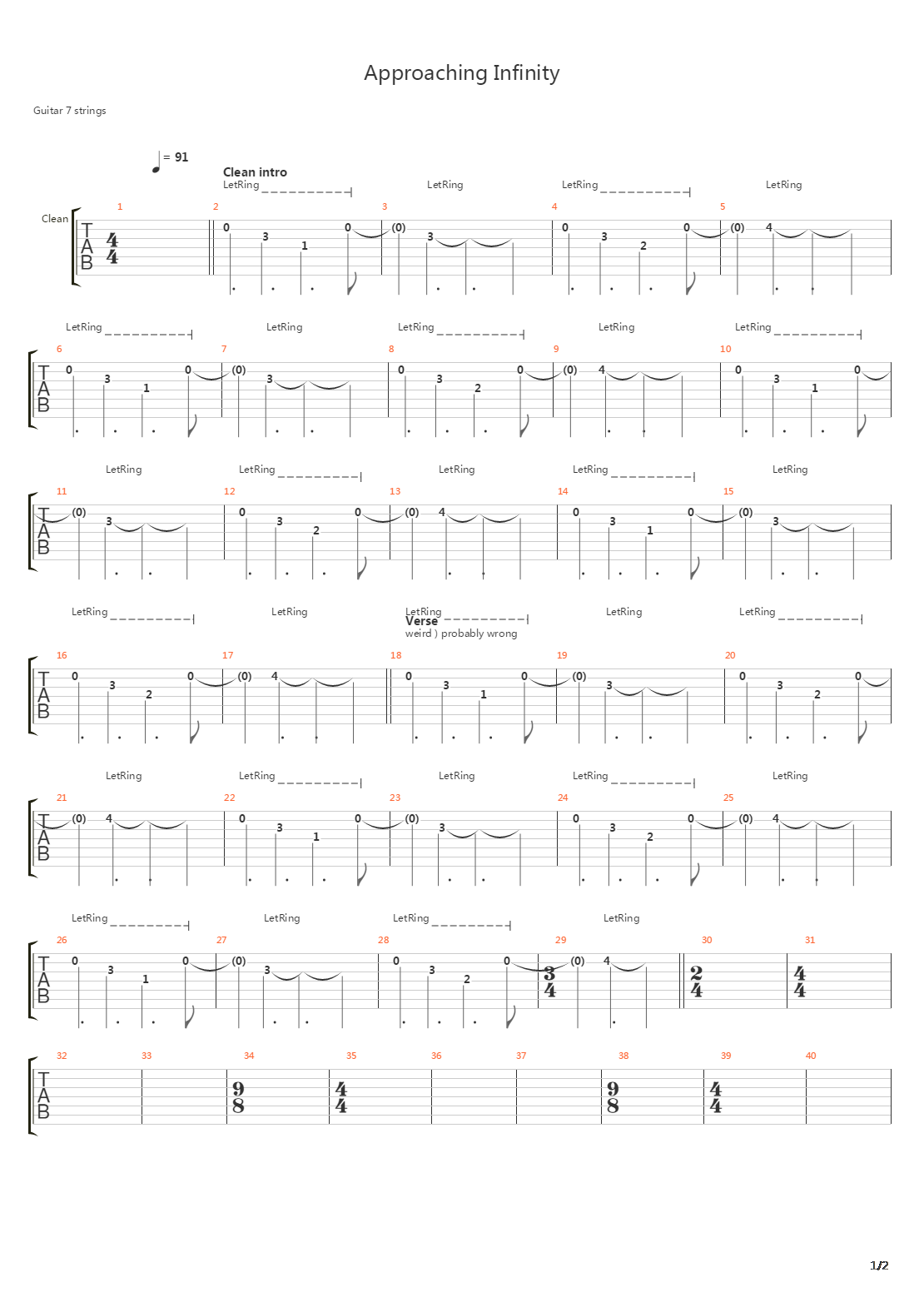 Approaching Infinity吉他谱