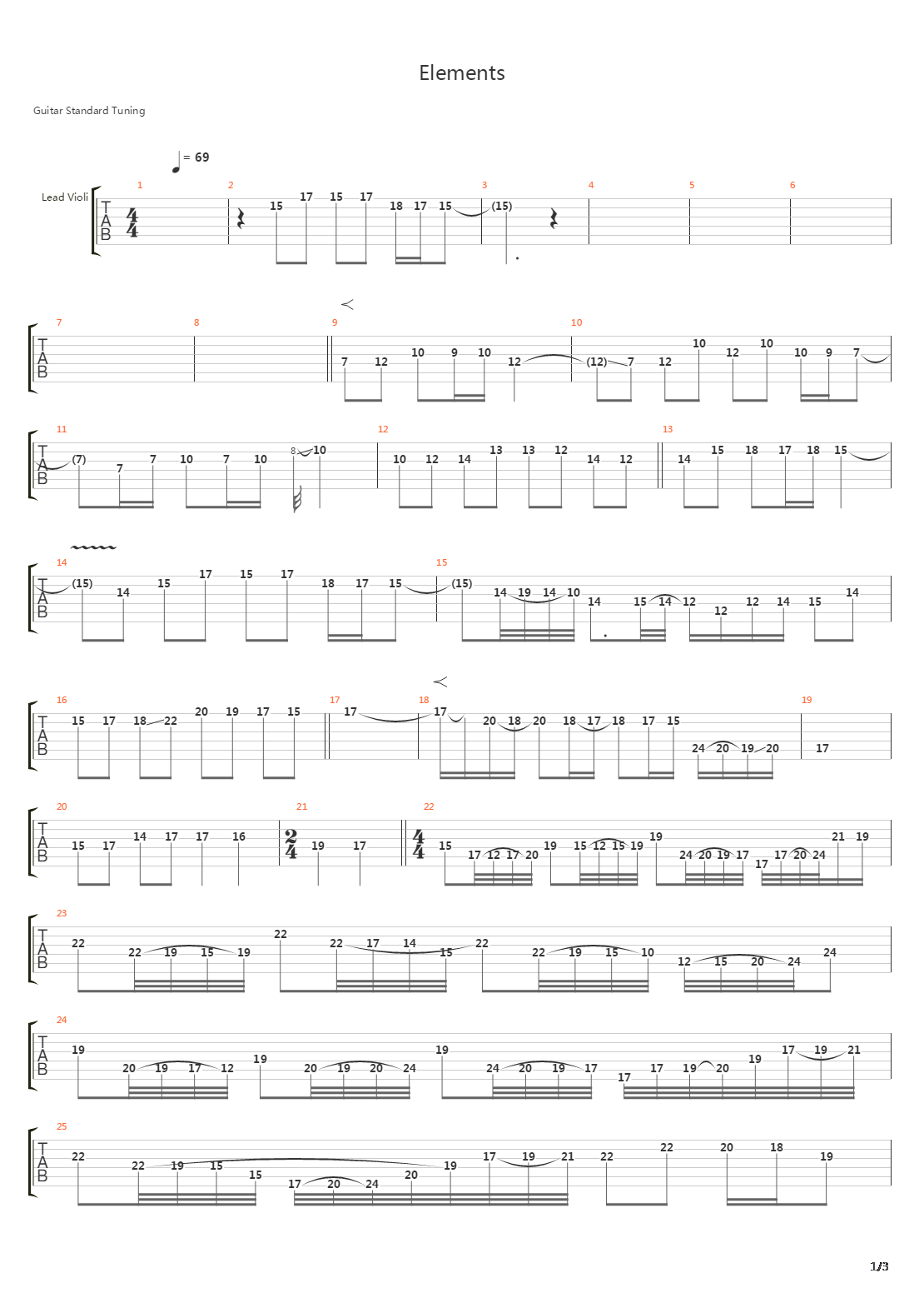 Elements Not Complete吉他谱