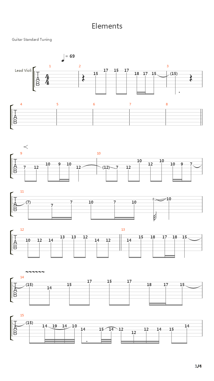 Elements Not Complete吉他谱