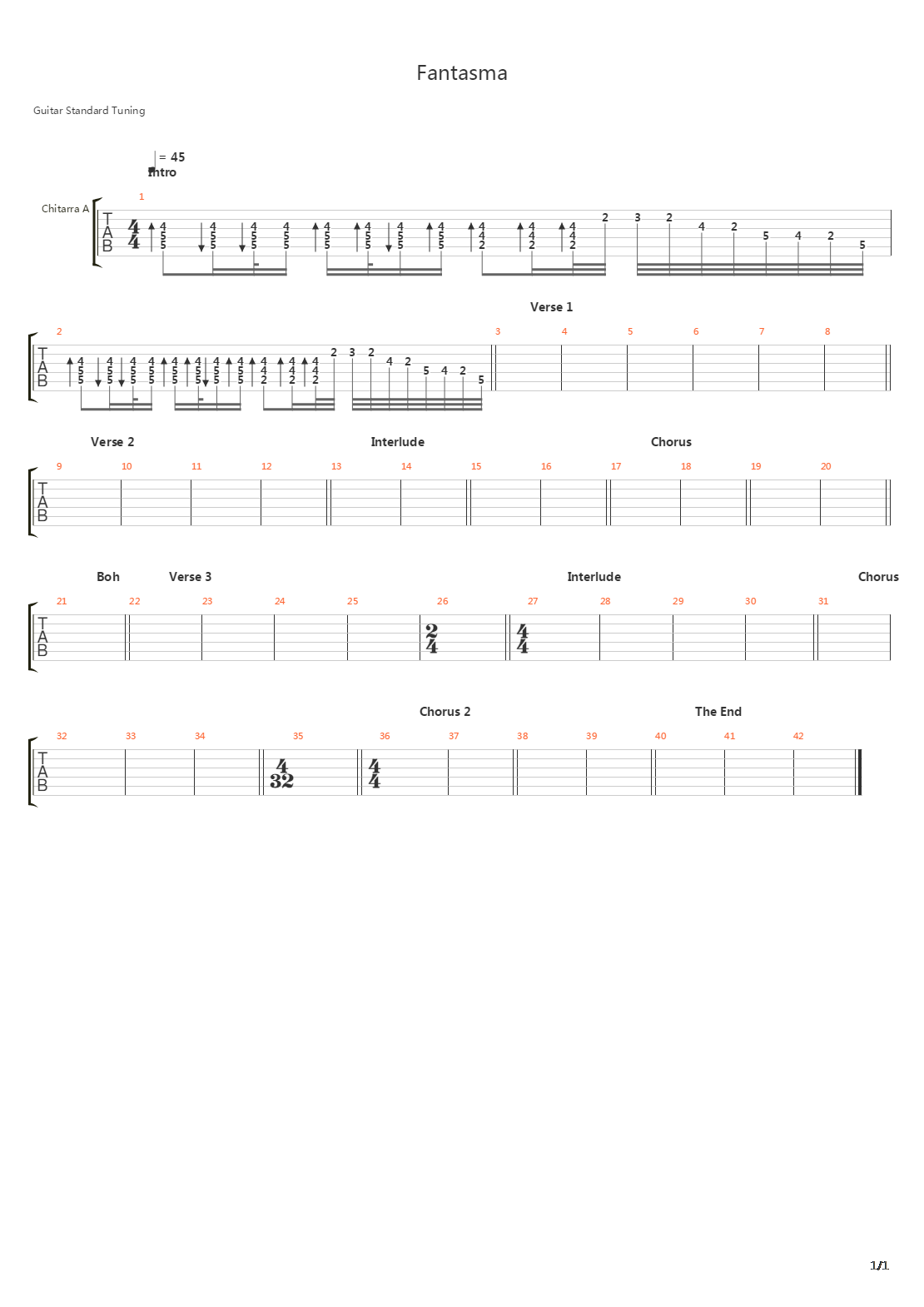 Fantasma吉他谱