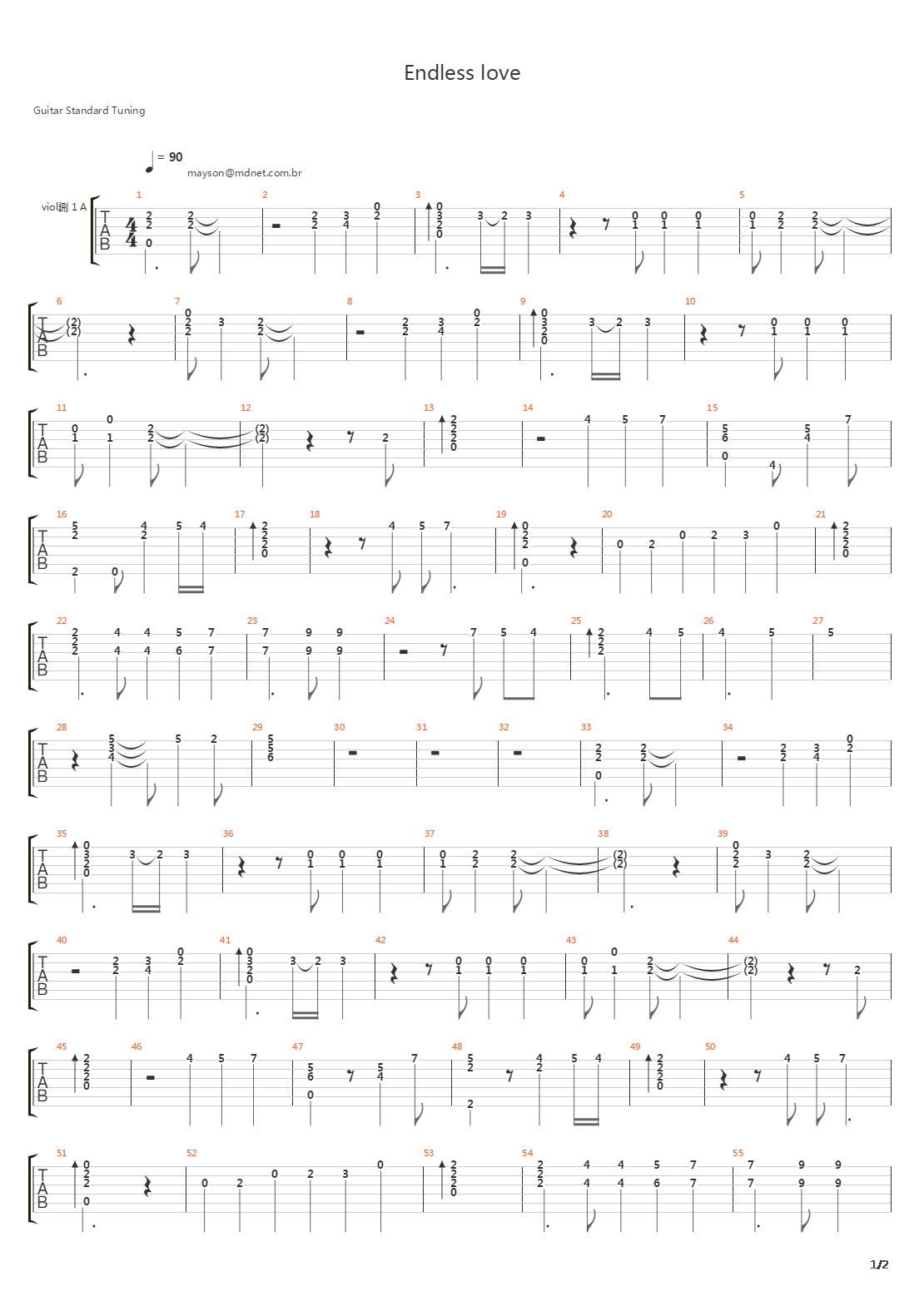 Endless Love吉他谱