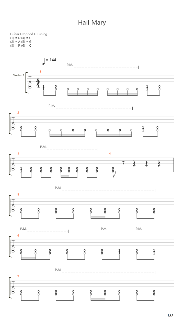 Hail Mary吉他谱