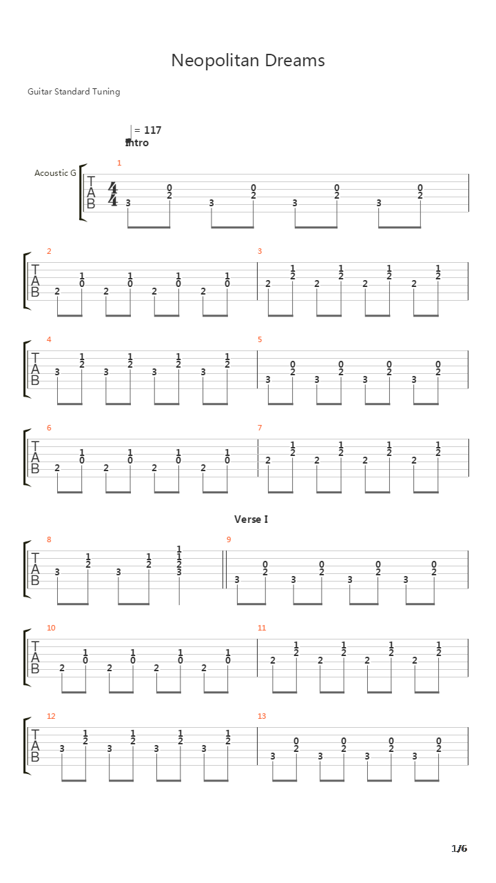 Neopolitan Dreams吉他谱