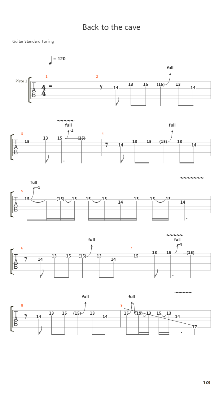 Back To The Cave吉他谱